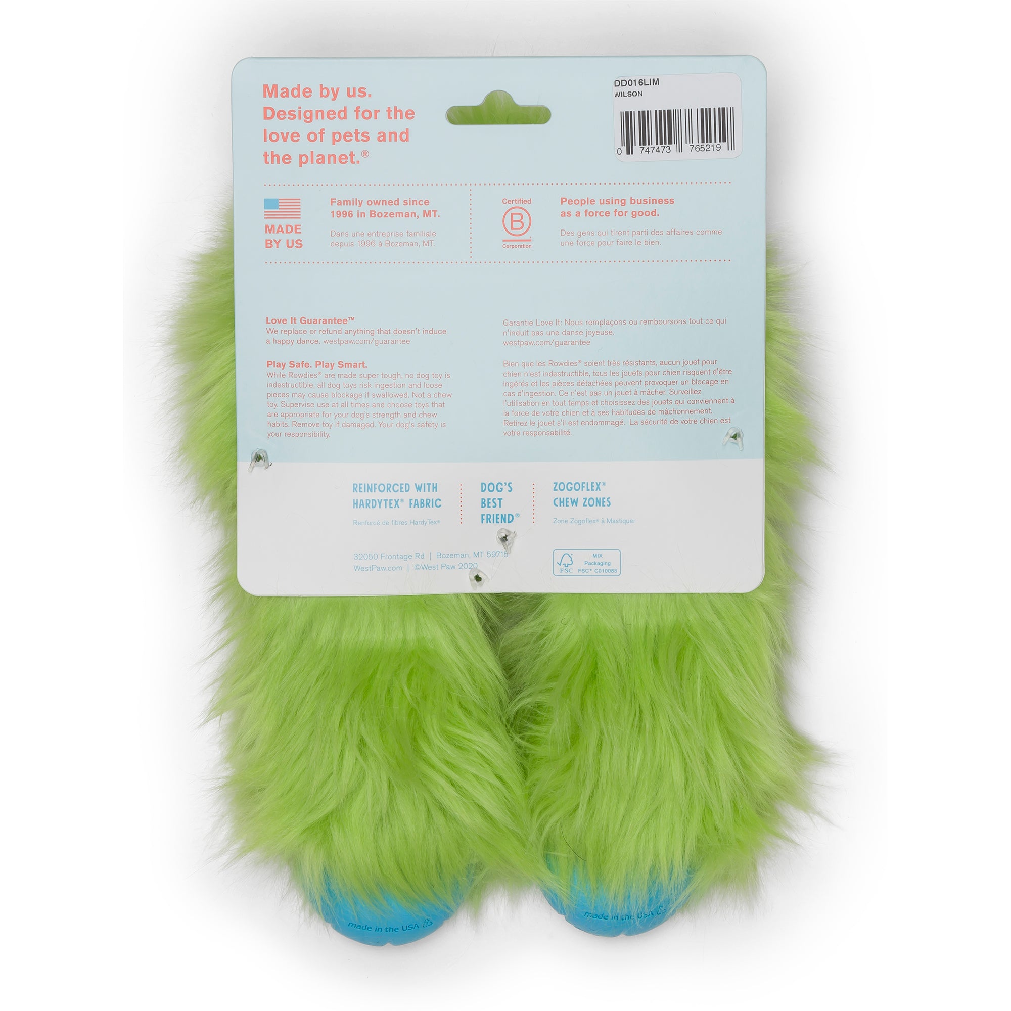 West Paw Rowdie Tough Plush Dog Toys Wilson