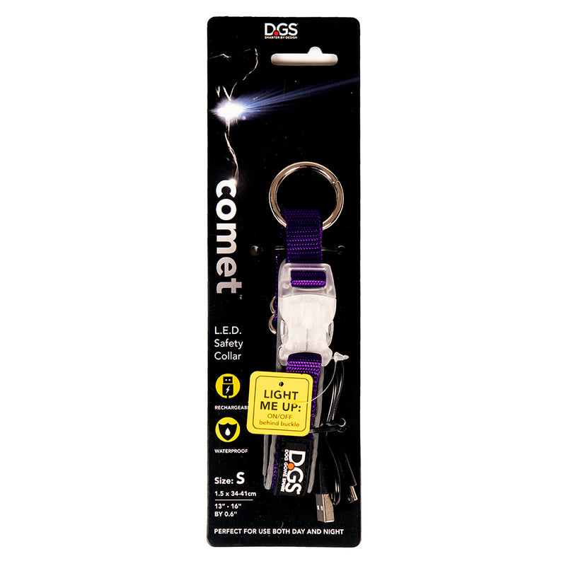 D.GS Dog Gone Smart Comet LED Safety Dog Collar - Small Purple | PeekAPaw Pet Supplies