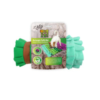 Retail card for the All for Paws AFP Dig It rectangle fluffy mat, green mat on bark-print backing