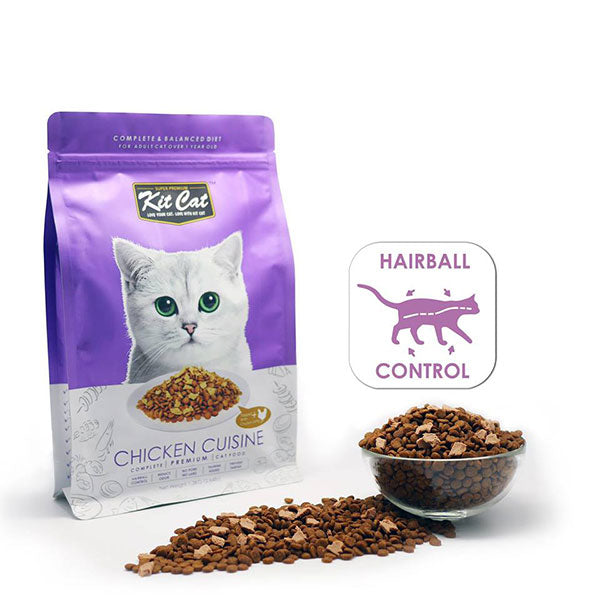 Kit Cat Premium Dry Cat Food Chicken Cuisine - Hairball Control