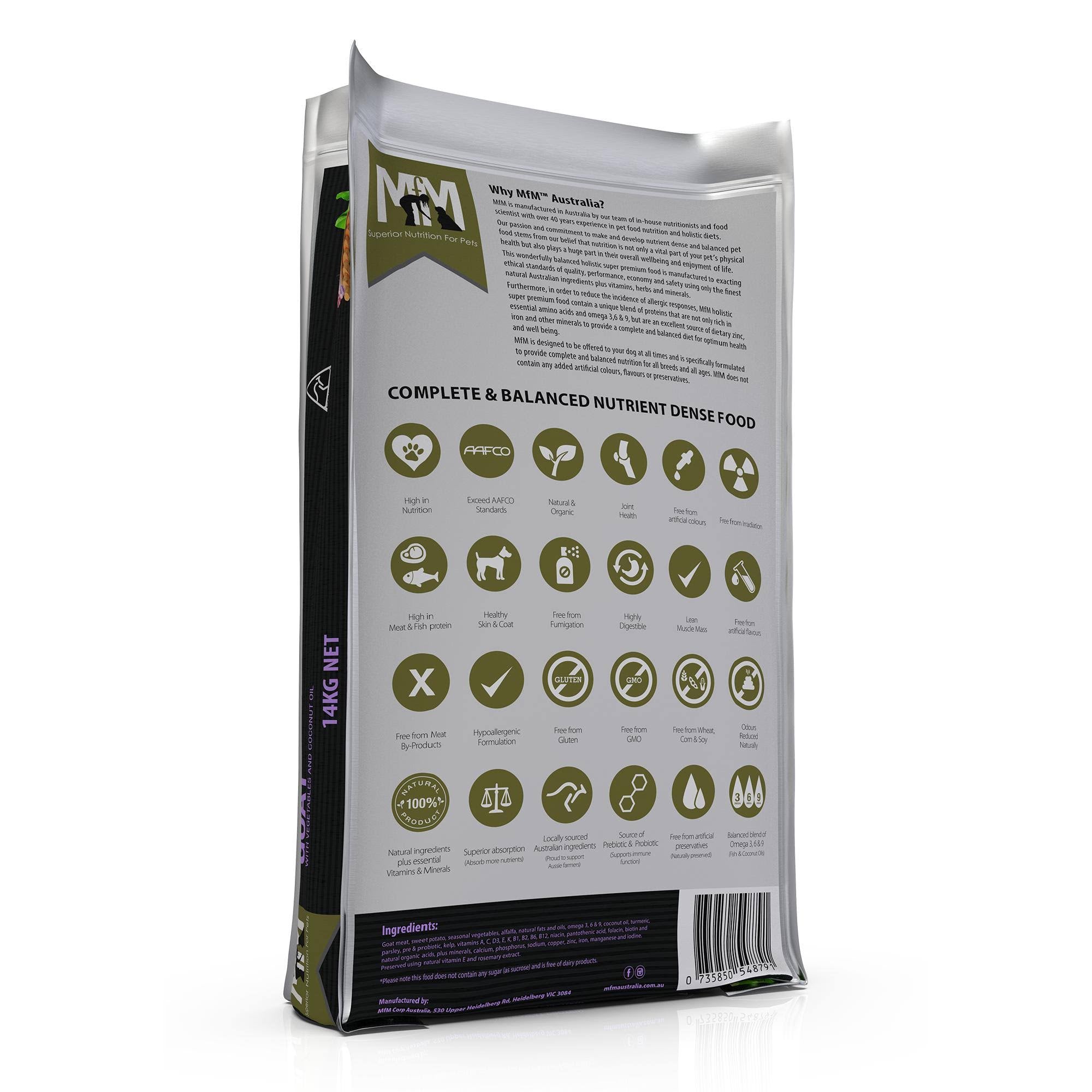 MfM Meals For Mutts Dry Dog Food Single Meat Protein Hypoallergenic Grain & Gluten Free Goat