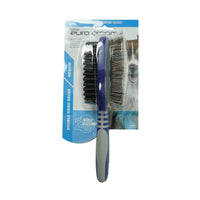 Euro Groom medium double-sided pin and bristle brush for dogs, carded with a dog photo