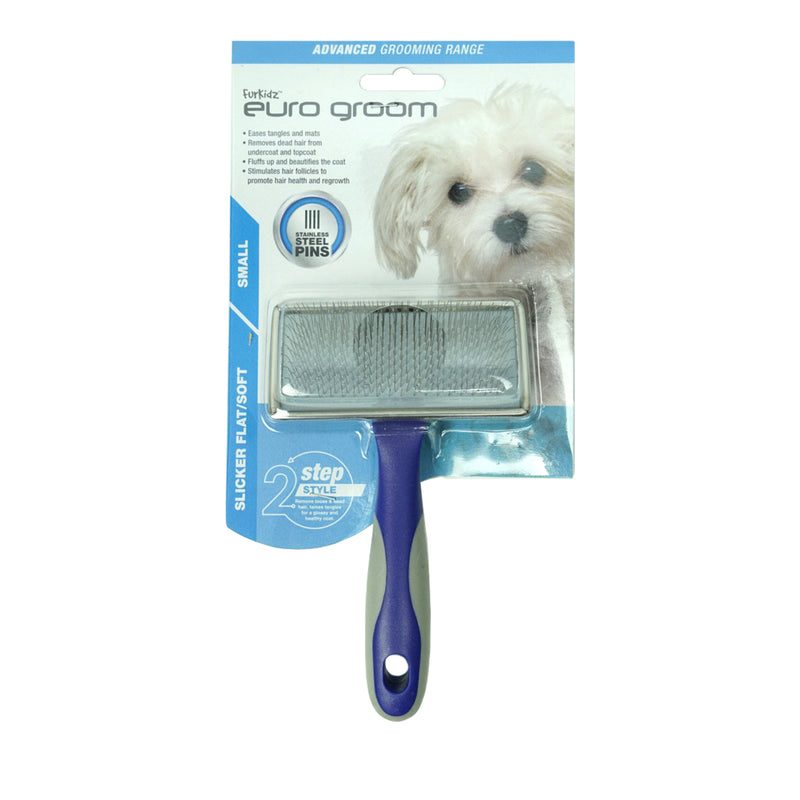 Euro Groom Dog Flat Slicker Brush Soft Pin Small