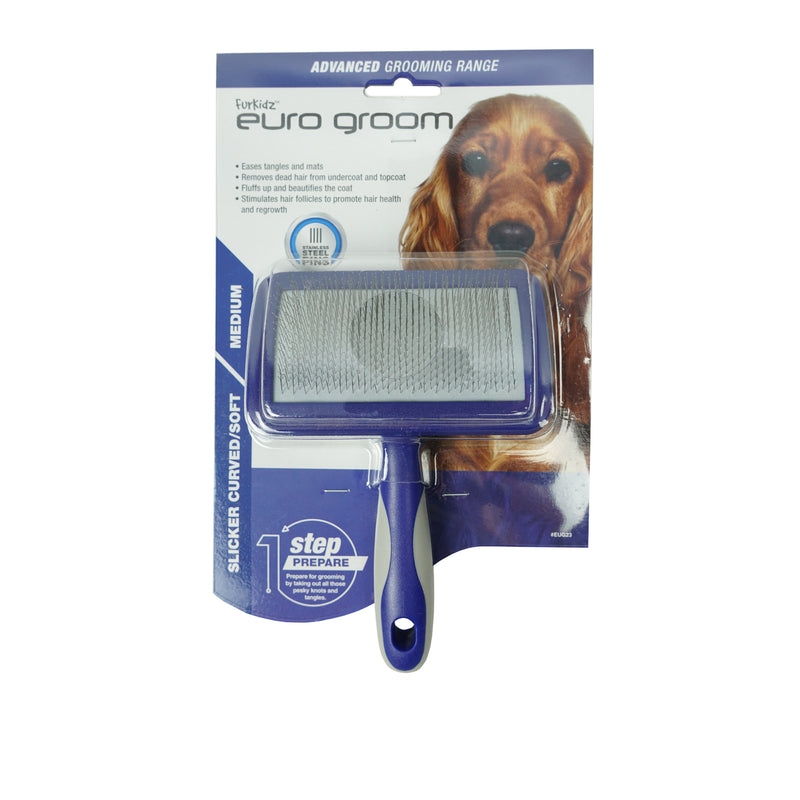 Euro Groom Dog Brush Curved Slicker Soft Medium