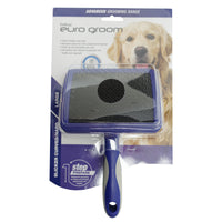 Euro Groom hard curved slicker brush for dogs, pack marked Large, carded with a retriever photo