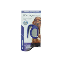 Euro Groom dog matt stripper, small blue hook-shaped blade, carded with a spaniel photo