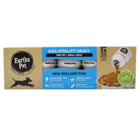 Earthz Pet Dog Vitality Gravy for Toy & Small Dogs New Zealand Fish 35ml x 5