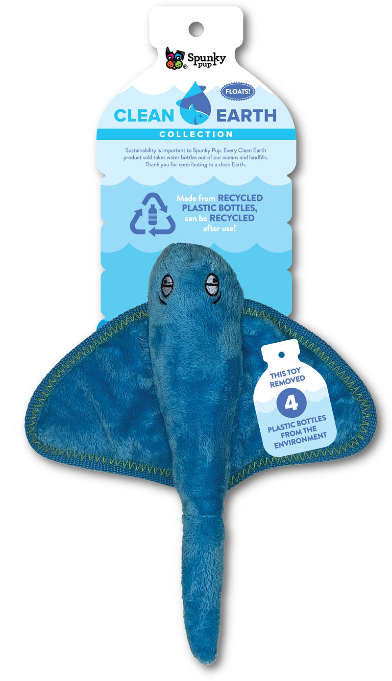 Spunky Pup Dog Toy Clean Earth Recycled Plush Stingray