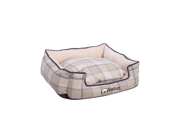 FurKidz Pet Beds Linen Double Colour Beige/Blue