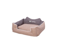Small FurKidz Premier pet bed with charcoal linen-look sides and a beige cushion