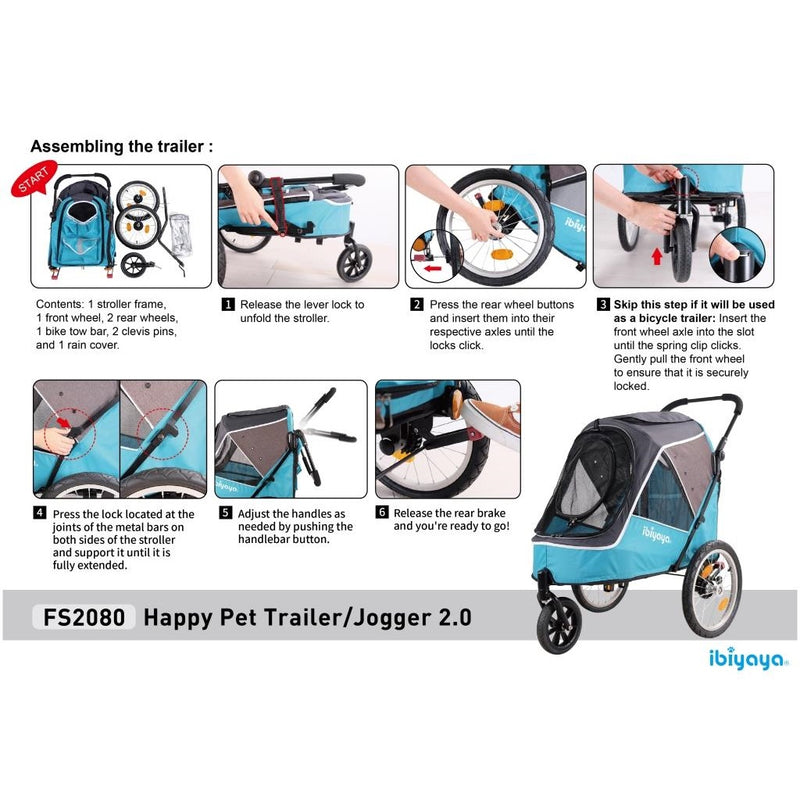 Ibiyaya Happy Pet Tri-cycle Trailer Jogger Stroller 2.0 08