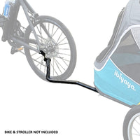 Ibiyaya bike adapter tow bar linking a bicycle to a pet stroller; the bike and stroller are not included