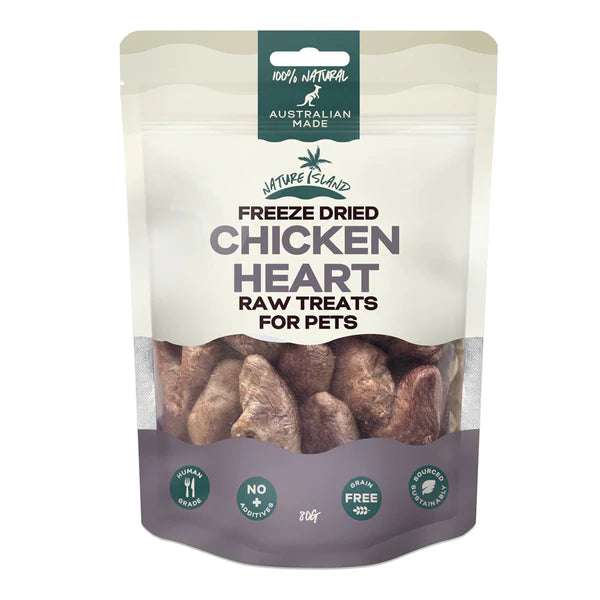 Nature Island Freeze Dried Chicken Heart Human-Grade Raw Pet Treats