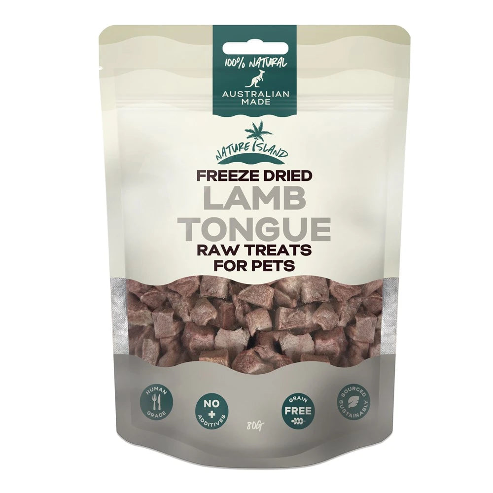 Nature Island Freeze Dried Lamb Tongue raw pet treats – front of pouch