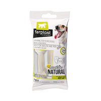 Ferplast GoodBite Natural chicken chew bones for dogs, two-bone pack with a dog photo wrapper