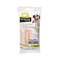Ferplast GoodBite Natural ham chew bones for dogs, two-bone pack with a dog photo wrapper