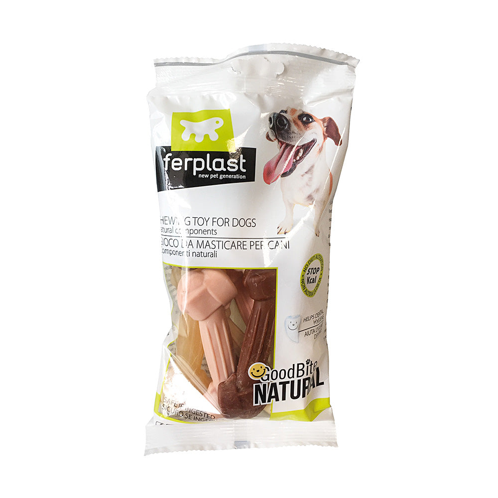Ferplast GoodBite Natural bone bag for dogs, a pack of assorted small chew bones