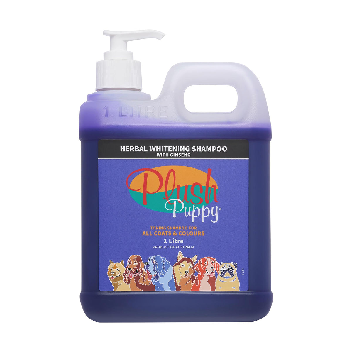 Plush Puppy Herbal Whitening Shampoo with Ginseng 1 Litre – front of bottle