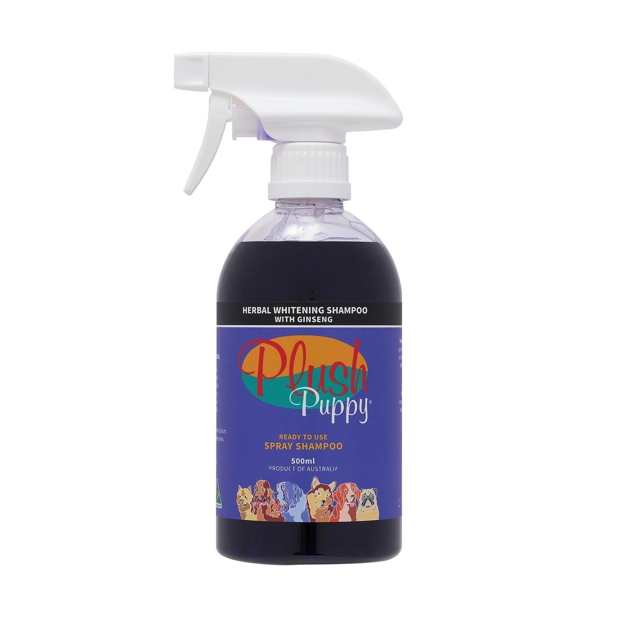 Plush Puppy Herbal Whitening Shampoo with Ginseng Ready To Use Spray 500ml – front of bottle