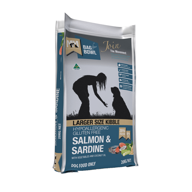 MfM Meals For Mutts Dry Dog Food Hypoallergenic Gluten Free Salmon & Sardine Larger Size Kibble