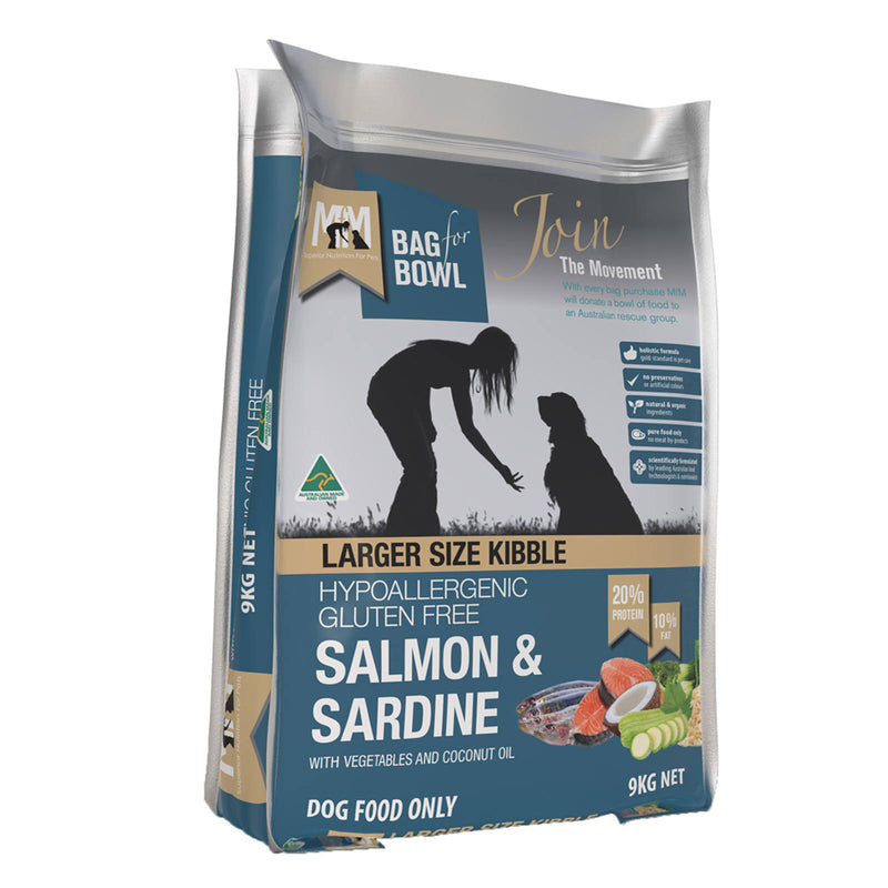 MfM Meals For Mutts Dry Dog Food Hypoallergenic Gluten Free Salmon & Sardine Larger Size Kibble