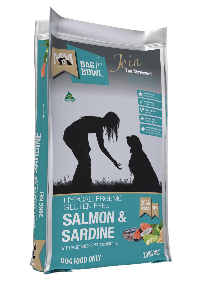 MfM Meals For Mutts Dry Dog Food Hypoallergenic Gluten Free Salmon & Sardine 20kg | PeekAPaw Pet Supplies