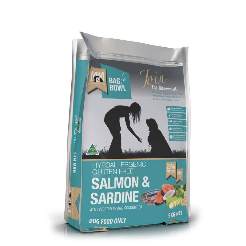 MfM Meals For Mutts Dry Dog Food Hypoallergenic Gluten Free Salmon & Sardine 9kg | PeekAPaw Pet Supplies