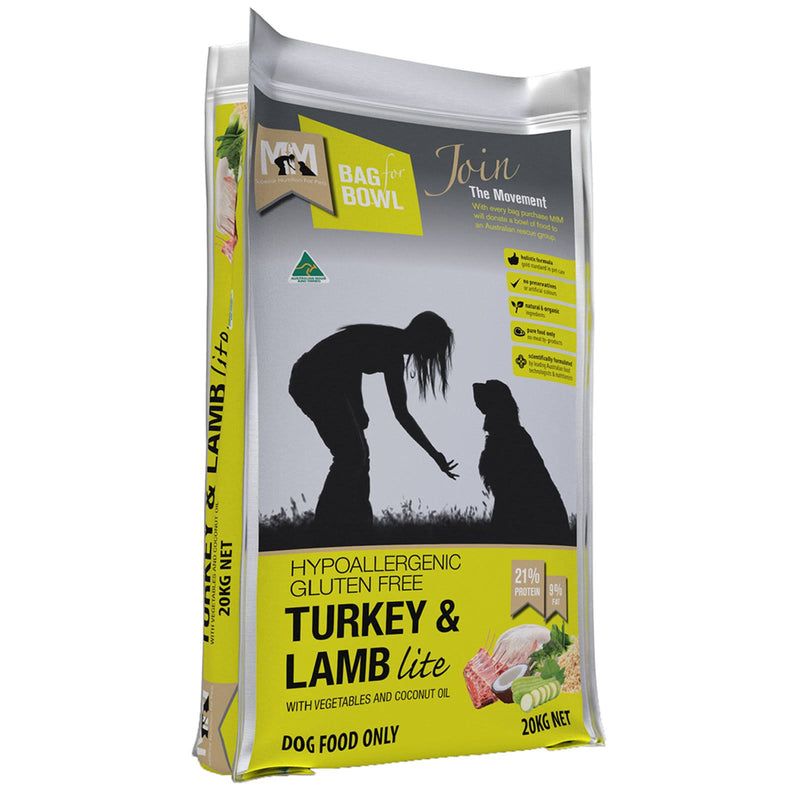 MfM Meals For Mutts Dry Dog Food Hypoallergenic Gluten Free Turkey & Lamb Lite
