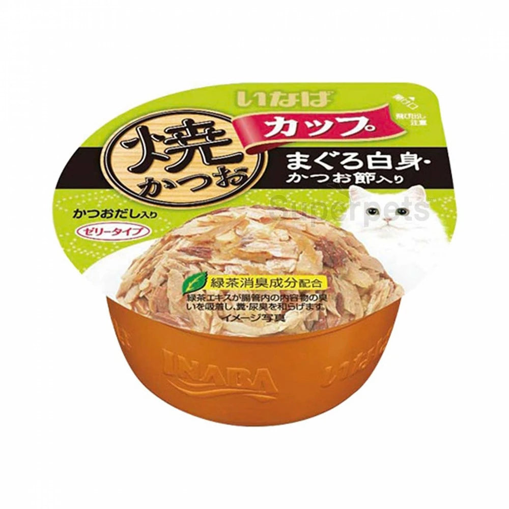 Ciao Cupped Tuna (Maguro) in Gravy topped with Sliced Bonito – front of cup