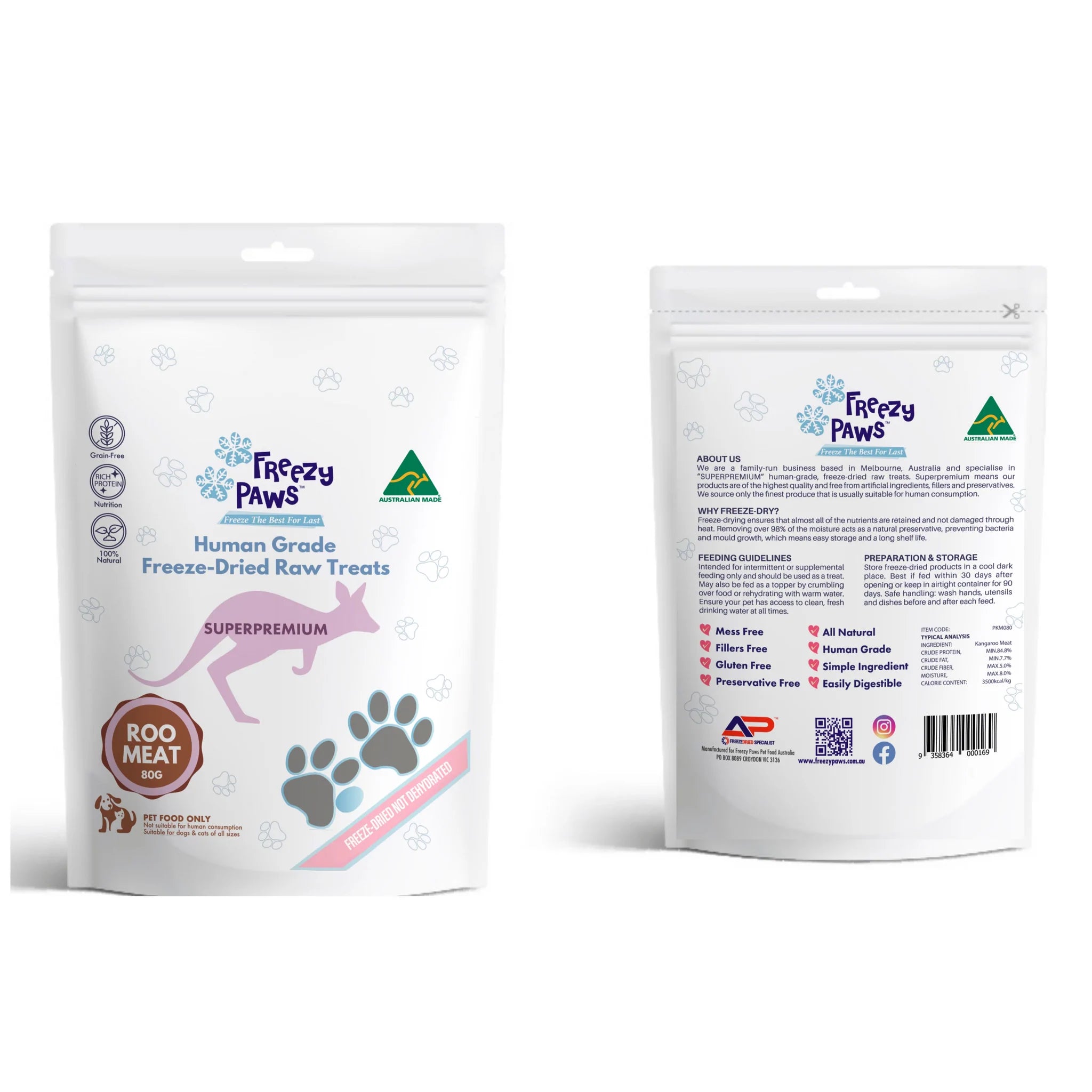 Freezy Paws Freeze Dried Kangaroo Meat Treats 01
