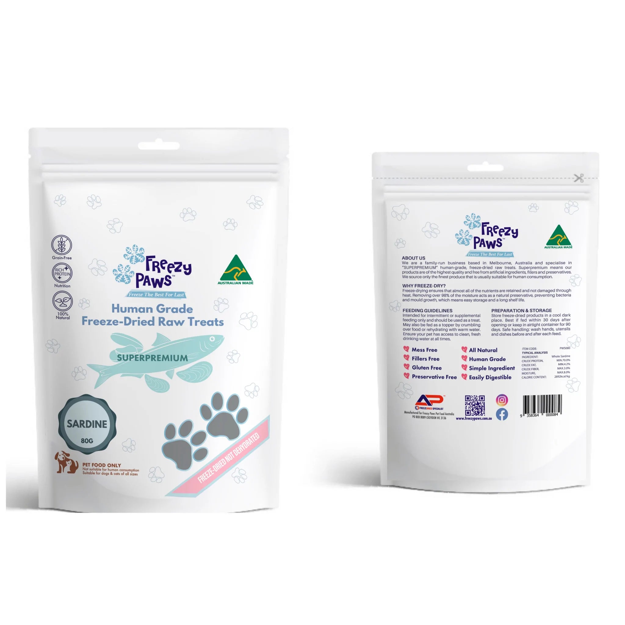 Freezy Paws Freeze Dried Whole Sardine Treats 01