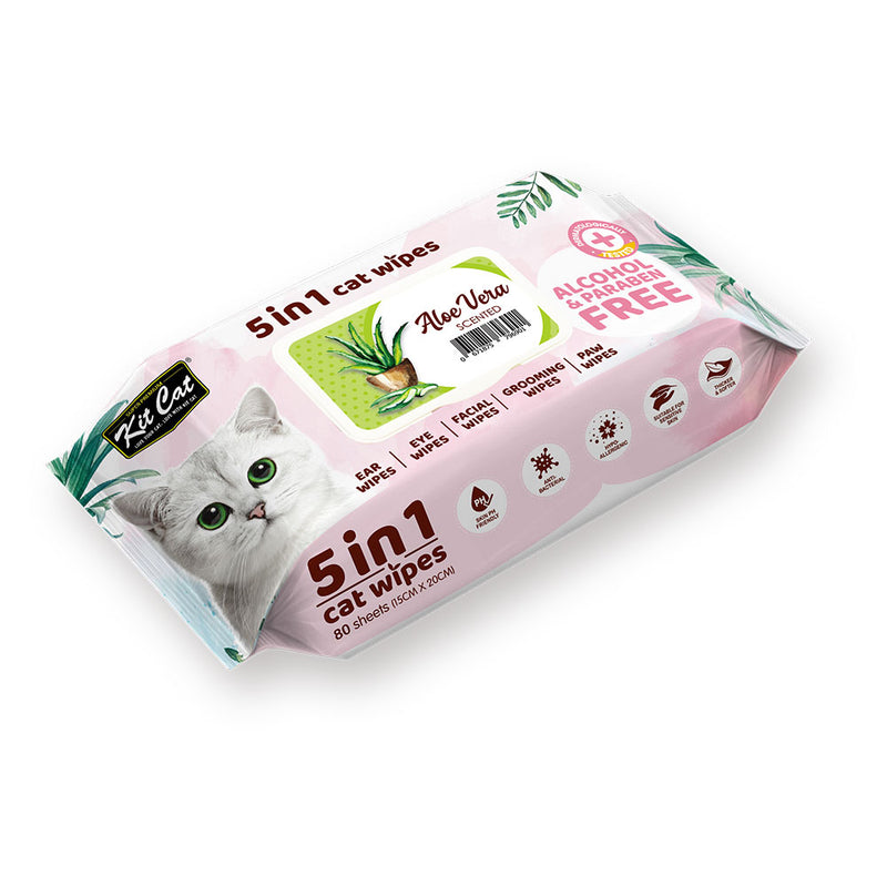 Kit Cat 5-in-1 Anti Bacterial Cat Wipes - 20 X15cm 80 Sheets