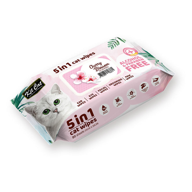 Kit Cat 5-in-1 Anti Bacterial Cat Wipes - 20 X15cm 80 Sheets