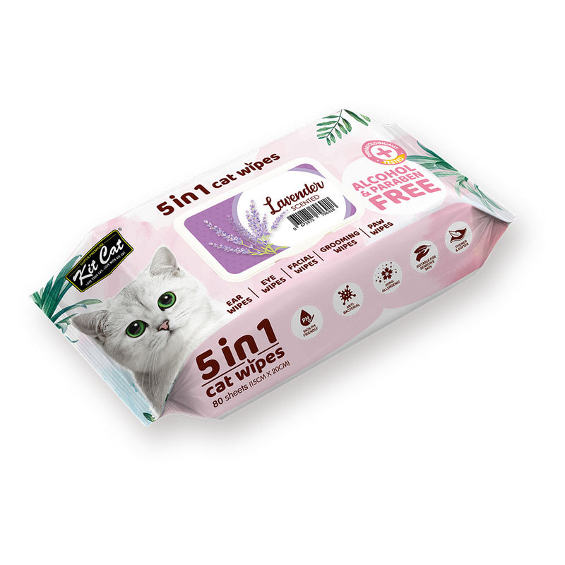 Kit Cat 5-in-1 Anti Bacterial Cat Wipes - 20 X15cm 80 Sheets