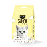 Kit Cat Soya Clump Original cat litter, 7L bag with a silver tabby cat on the front