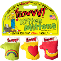 Yeowww! Kitten Mittens catnip cat toys, 3-pack on header card