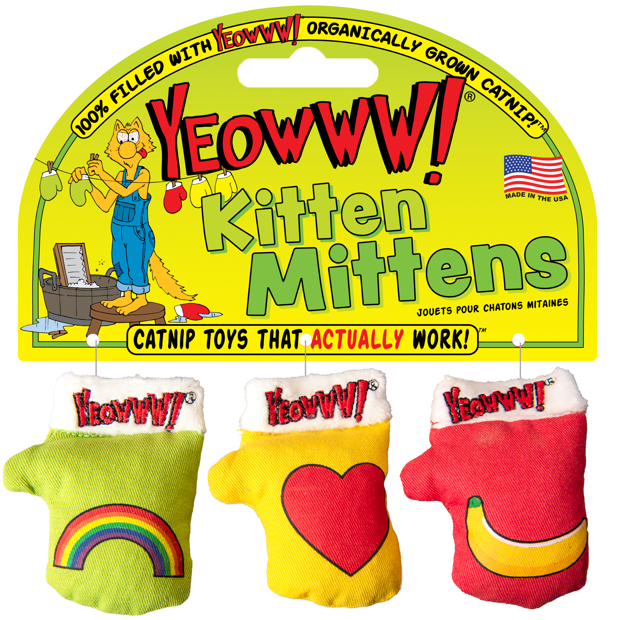 Yeowww! Catnip Cat Toys - Kitten Mittens 3-Pack 01