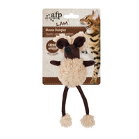 All for Paws AFP LAM Mouse Dangler catnip cat toy with long pom-pom legs, on its card