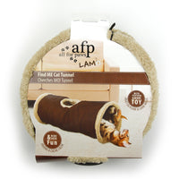 All for Paws AFP LAM Find Me Cat Tunnel in cream and brown, in its round display packaging