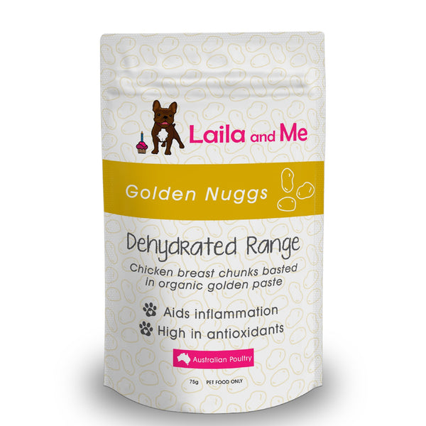 Laila & Me Dehydrated Range Dog Treats Golden Nuggs Dried Chicken With Golden Paste