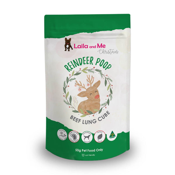 Laila & Me Reindeer Poop Beef Lung Cube Treats for Dogs