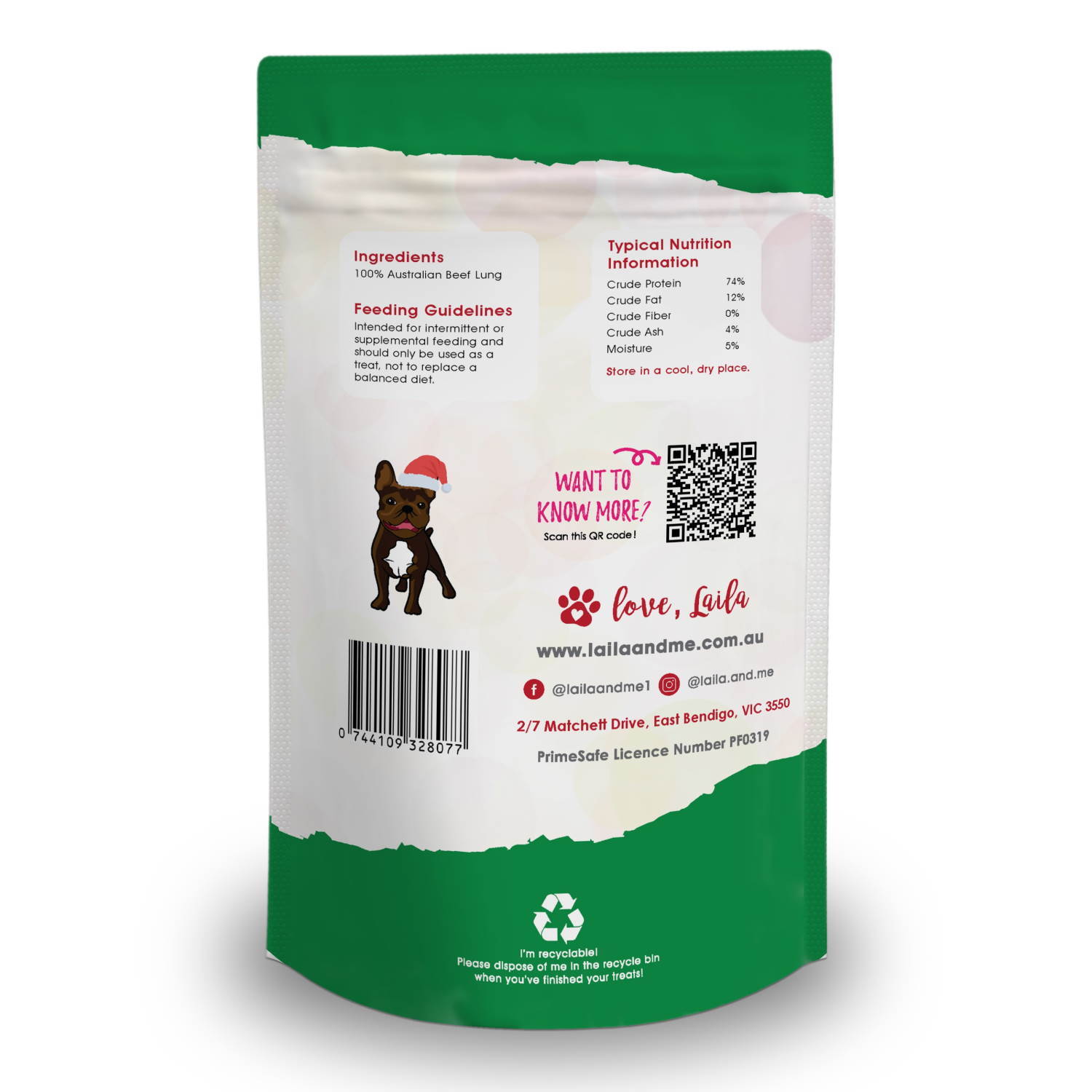 Laila & Me Reindeer Poop Beef Lung Cube Treats for Dogs