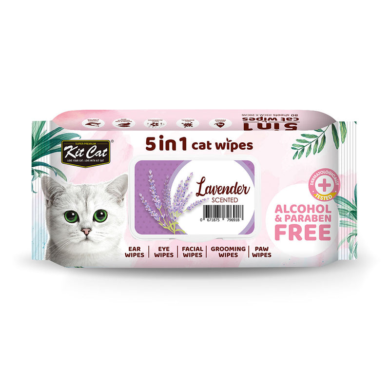 Kit Cat 5-in-1 Anti Bacterial Cat Wipes - 20 X15cm 80 Sheets