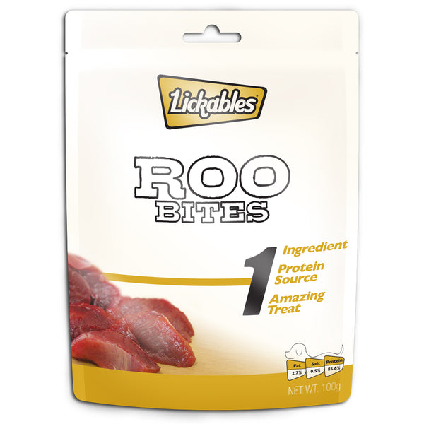 Lickables Dog Treats Roo Bites 100g