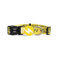 Dashi x Popeye Jeep dog collar in yellow with the Jeep character print and JEEP webbing, bolt tag