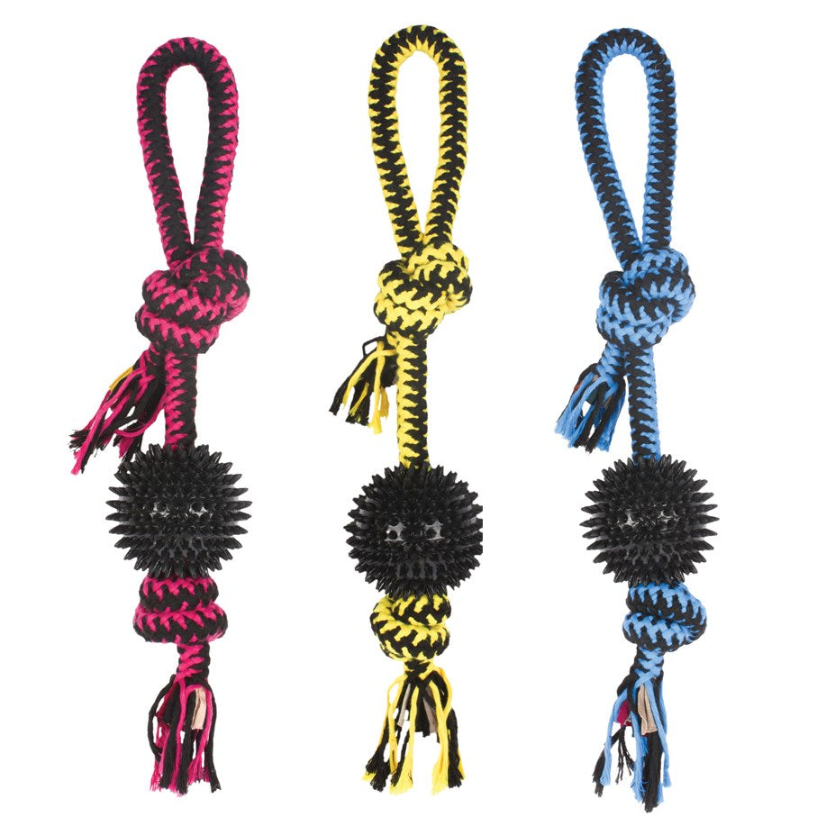 M-Pets TWIST Prickly Ball dog toy – pink, yellow and blue, assorted colours
