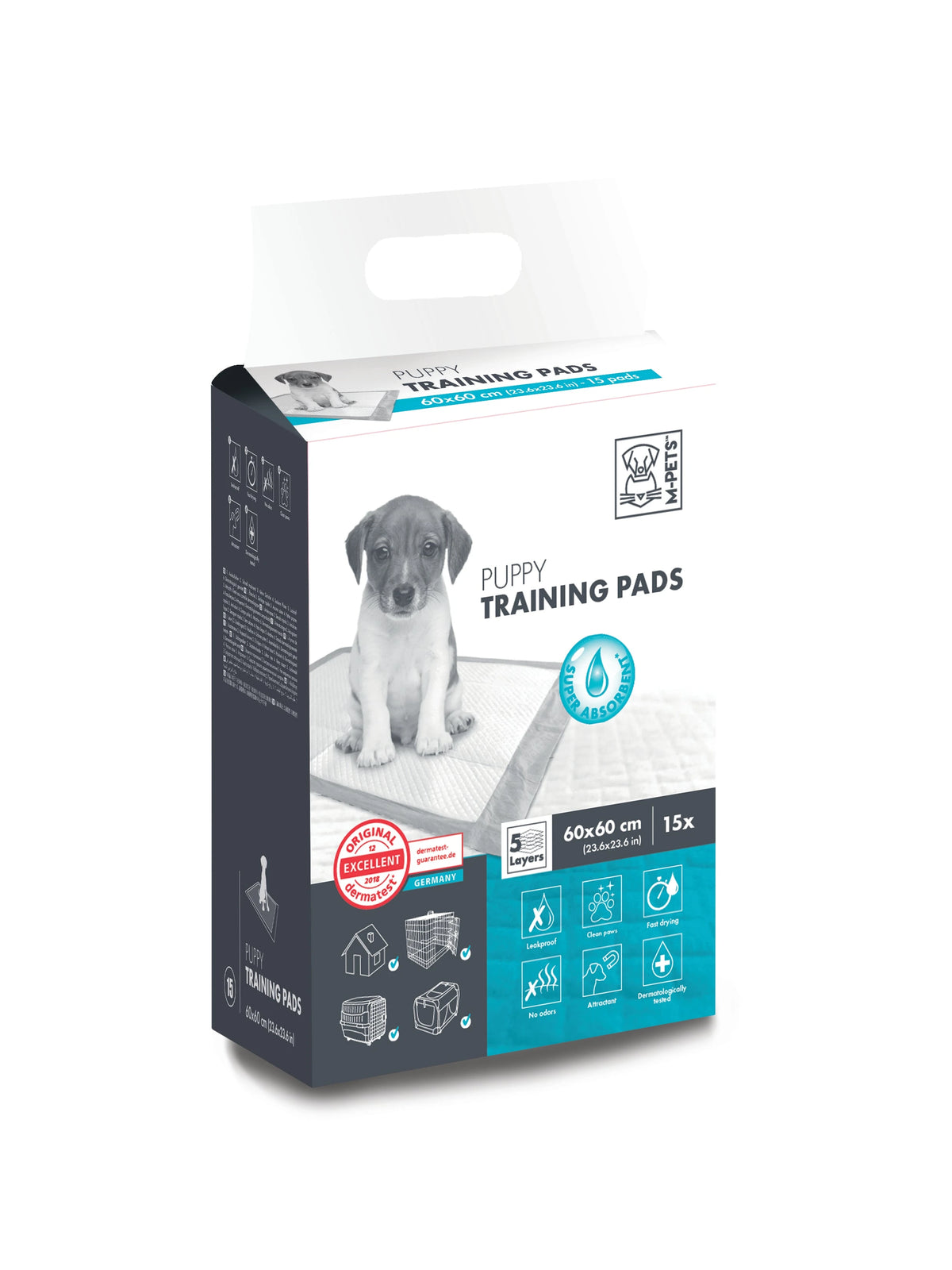 M-Pets Puppy Training Pads 60x60cm 15 pack – front of box