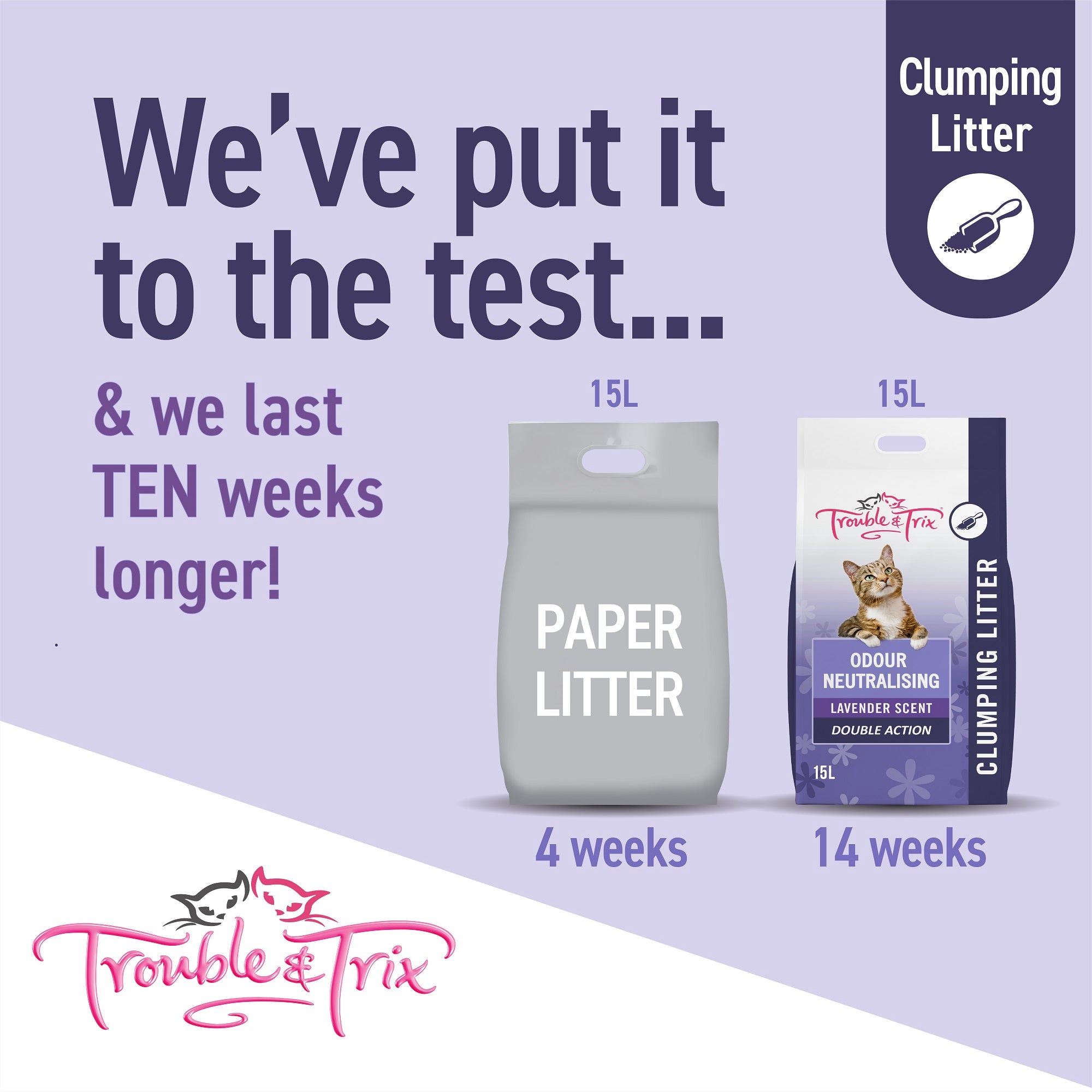Trouble and Trix Odour Neutralising Clumping Cat Litter Lavender Scent