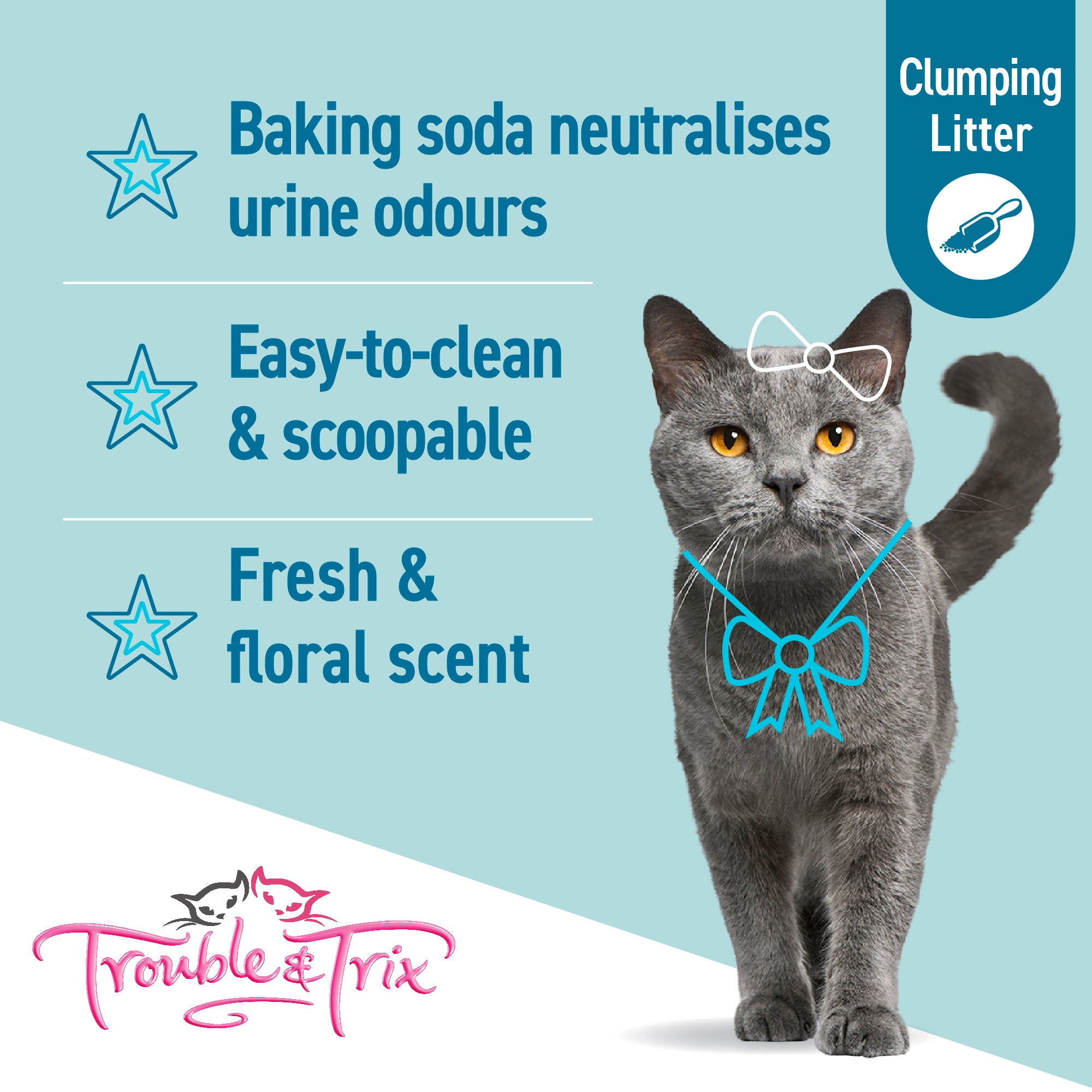 Trouble and Trix Lightweight Fresh Floral Clumping Cat Litter With Baking Soda
