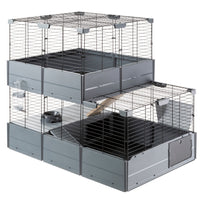 Ferplast Multipla Double two-storey modular cage for rabbits and guinea pigs, empty, with ramps
